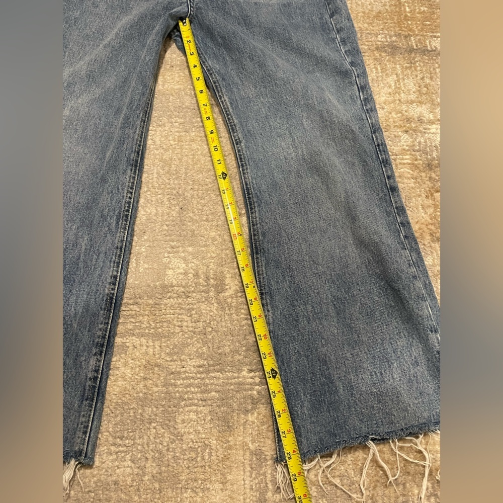 MNG Mango Ariadna Wide Leg Denim Jeans Medium Wash Raw Hem Womens Size 12 - Picture 6 of 8